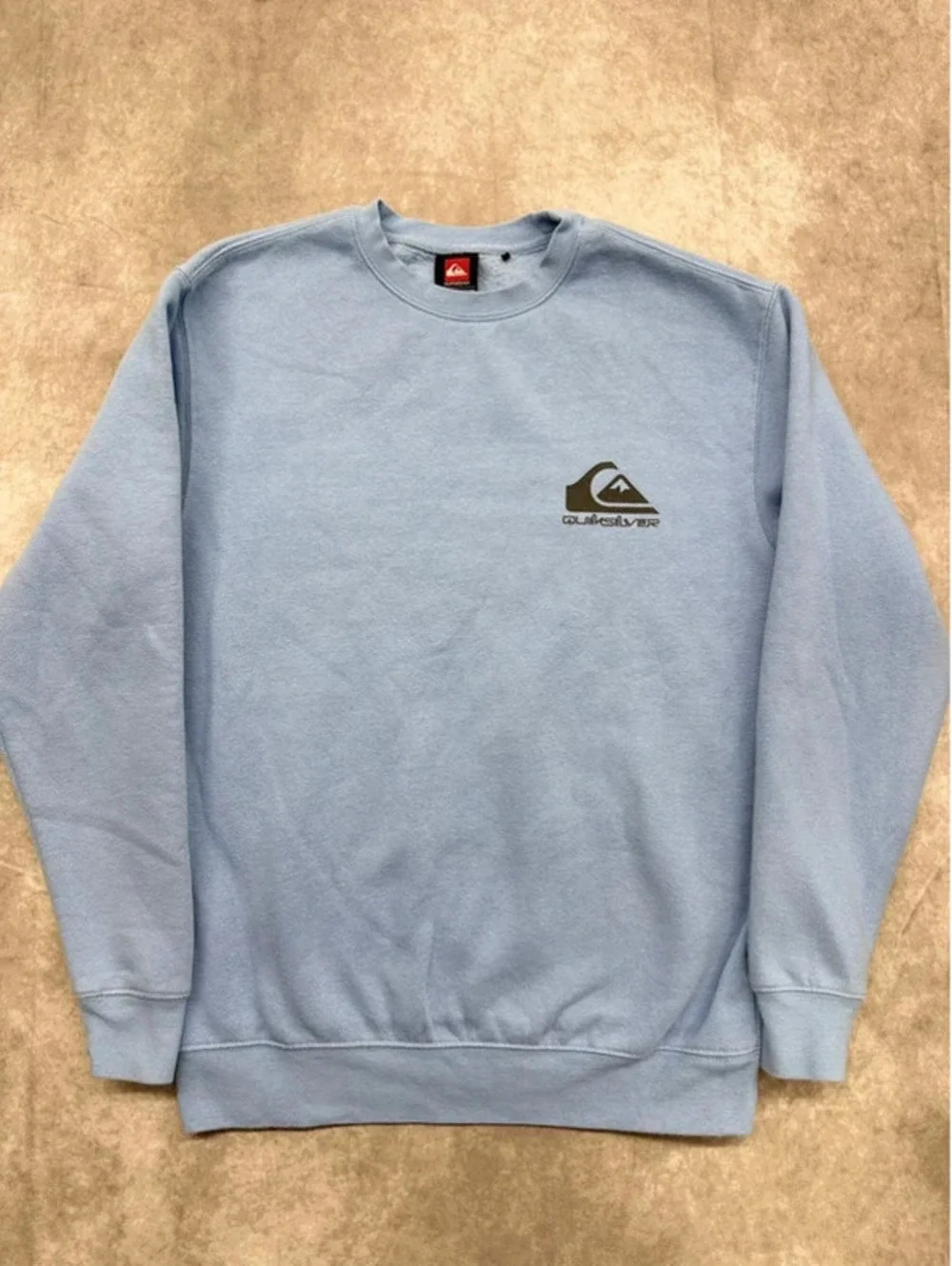 Quiksilver Mens S Light Blue Crewneck Sweatshirt Fleece Pullover Small Logo